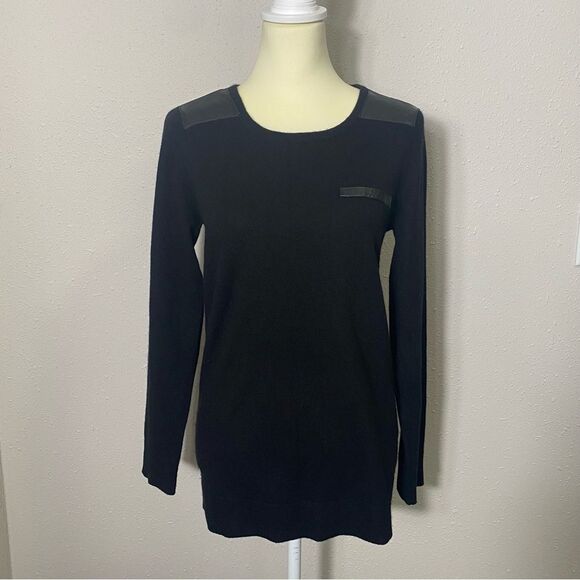 Wythe NY 100% Cashmere & Leather Black Crewneck Pullover Sweater Women's Size M - Picture 16 of 16